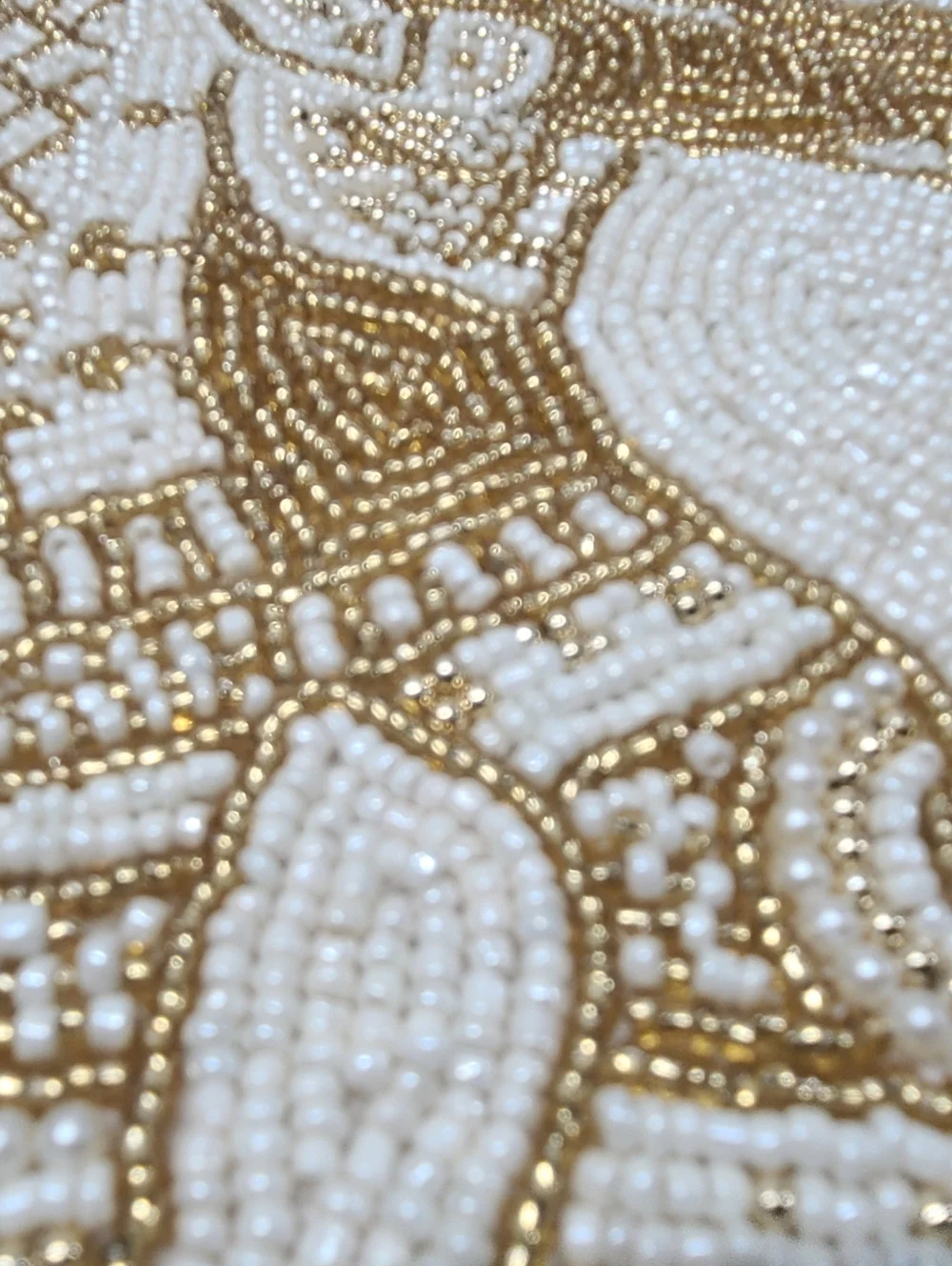 4pc Lucky Golden Elephant 15in Beaded Charger Placemats Set Jewels Of Mumbai New